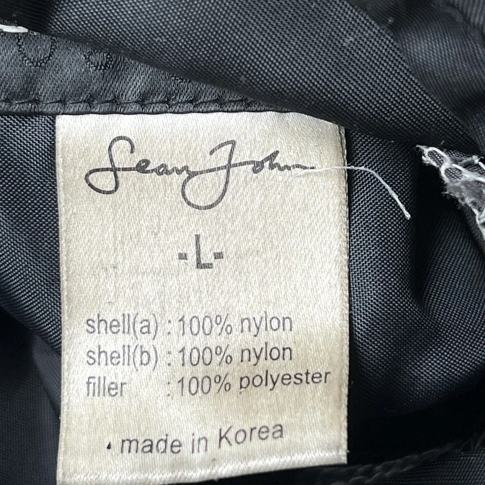 Sean John Jacket Men Size Large Reversible Bomber Puffer Coat Y2K Black